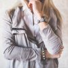 Girl Fashion Pose with Suede Jacket